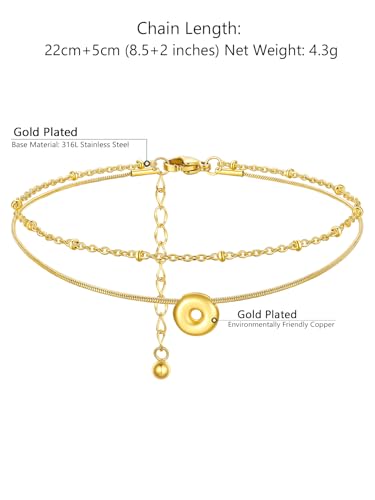 ChainsProMax Initial Ankle Bracelets for Women, Waterproof Anklets Bracelet Adjustable Summer Beach Women Foot Jewelry, Stainless Steel/Gold Plated-Send Gift Box/Letter A-Z - color: Gold Plated-O