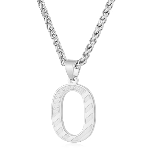 Initial Necklace for Men Stainless Steel Pendent Chain Personalized A-Z Letter Necklaces Black/Gold/Silver Christmas Jewelry Gifts - color: Silver, style: Initial-O