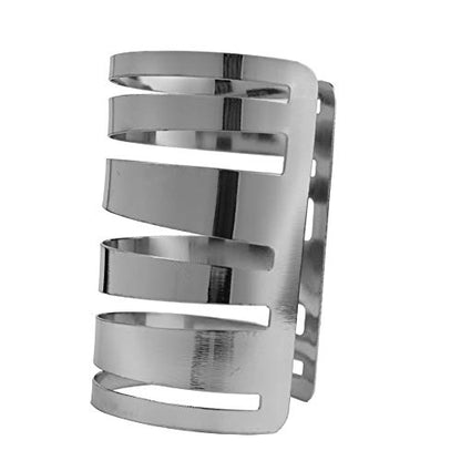 COLORFUL BLING Punk Alloy Hollow Geometric Smooth Polished Gold Hoop Open Cuff Wide Bracelet Bangle Wrist Jewelry for Women Lady - color: silver rectangle
