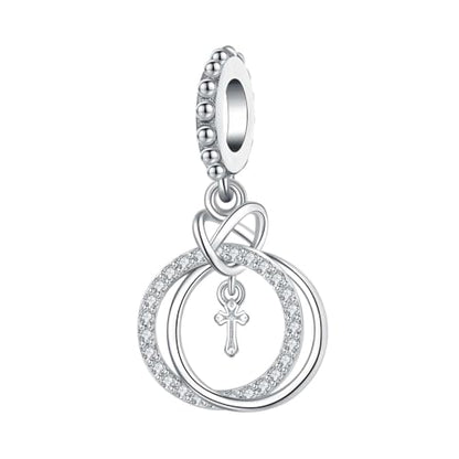 925 Sterling Silver Charms for Bracelets and Necklace Religious Cross Pendants Praying Hands, Bible, Virgin Mary, Jesus, Church Bead Jewelry - color: Annular Cross Charms