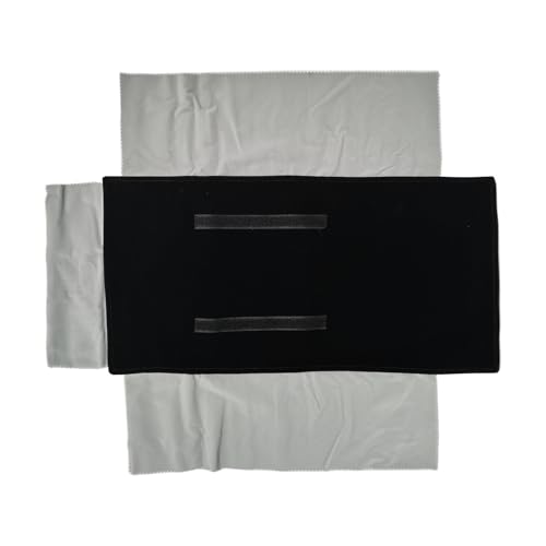 Travel Roll Bag Jewelry Display Storage Organizer Multi-function Velvet Pouch (Black and grey) - color: Black and grey