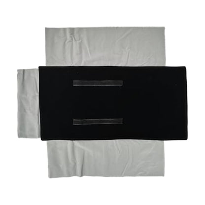 Travel Roll Bag Jewelry Display Storage Organizer Multi-function Velvet Pouch (Black and grey) - color: Black and grey