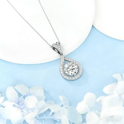 Teardrop Pendant Necklace for Women Cubic Zirconia Infinity Love Necklace Jewelry Birthday Gift for Mom, Wife, Friends