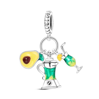 Hapour 925 Sterling Silver Charms for Bracelet Necklace Dangle Pendant Bead | Bear Charm, Elephant Zebra Cat Dream catcher Family Birthday European Jewelry Charm, For Women Mom - color: Avocado Juicer