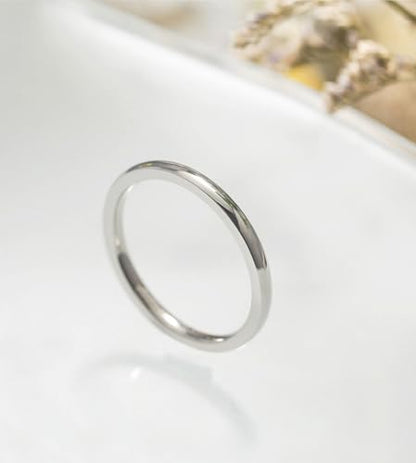 TIGRADE 2mm 4mm 6mm 8mm 10mm Titanium Ring Plain Dome High Polished Wedding Band Comfort Fit Size 3-15 - color: Silver 2mm