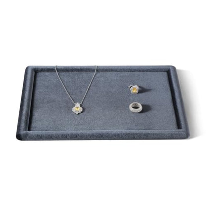 Velvet Jewelry Display Tray for Ring Earrings Necklace Bracelet Flat Tray - color: Gray, size: 12.99 × 9.06 in