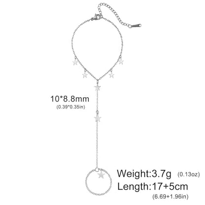 Y2k Stars Tassel Charm Hand Chain Bracelets for Women Dainty Polished Minimalist Link Ring Bracelet Stackable Stainless Steel Adjustable Chain Non Tarnish Fashion Jewelry Gifts - color: Silver