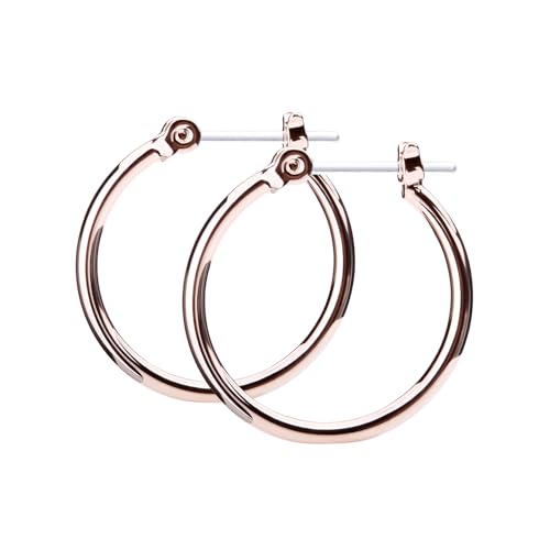 LOKUMI Resin Post Hoop Earrings | Hypoallergenic & Nickel-Free | Made in Japan | Available in 6 sizes and 3 finishes: Silver, 24K Gold, and Pink Gold - color: 20mm 18K pinkgold plated