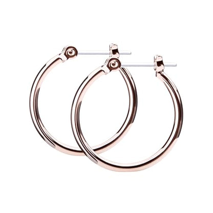 LOKUMI Resin Post Hoop Earrings | Hypoallergenic & Nickel-Free | Made in Japan | Available in 6 sizes and 3 finishes: Silver, 24K Gold, and Pink Gold - color: 20mm 18K pinkgold plated