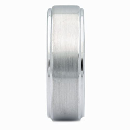 Tungsten Carbide Wedding Bands That Feature Different Finishes and Edge Colors - color: White/Brushed-8mm