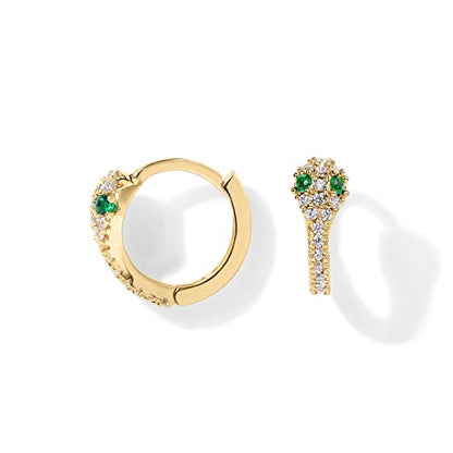 PAVOI 14K Gold Plated 925 Sterling Silver Cubic Zirconia Huggie Earrings | U-Shaped Snake Solitaire Small Round Huggie Stud Fashion Hoop Earrings for Women - style: Snake