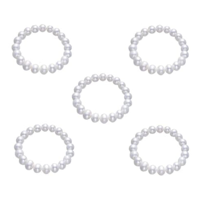 Pingyongchang Elastic Pearl Bracelet Stackable Stretch Bracelet Wedding Accessories Bridesmaid Bracelet 8MM Faux Pearl Bracelet Bridal Party Prom Beaded Bracelet - color: 5pcs