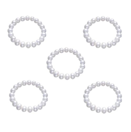 Pingyongchang Elastic Pearl Bracelet Stackable Stretch Bracelet Wedding Accessories Bridesmaid Bracelet 8MM Faux Pearl Bracelet Bridal Party Prom Beaded Bracelet - color: 4pcs