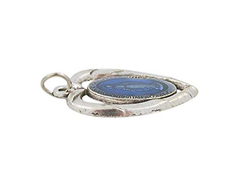 Blue Enamel Heart Miraculous Medal, 1 1/4 Inch, Pack of 5