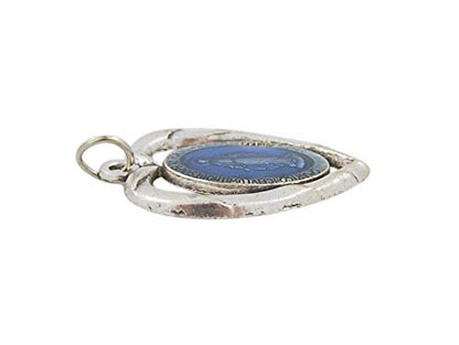 Blue Enamel Heart Miraculous Medal, 1 1/4 Inch, Pack of 5