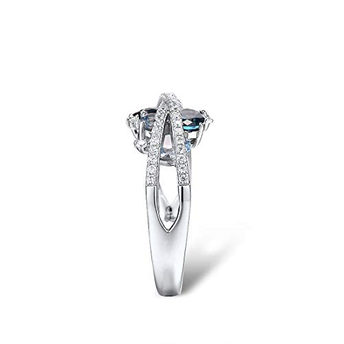 Santuzza 925 Sterling Silver Twist Ring White Cubic Zirconia Rings - color: [A]Blue
