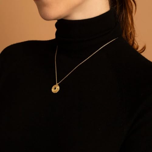 Gold Necklace For Women, Layered 14K Real Gold Plated Necklaces For Women,Dainty Gold Paperclip Chain Tear Circle CZ Pendant Necklace Stack,Trendy Gold Jewelry Set Gifts - style: Black CZ Diamond Circle Pendant-Gold
