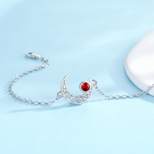 Moon Bracelet for Women 925 Sterling Silver Moonstone/Birthstone Moon Bracelet Butterfly/Dragonfly Bracelet Celtic Moon Butterfly Dragonfly Jewelry Gifts for Women - style: 01-Jan Birthstone