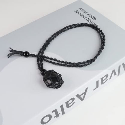 weryerker Natural Gemstone Pendant Necklace Healing Crystal Stone Pendant with Hand-Woven Rope Adjustable for Women Men - color: 1pc Black Obsidian 1