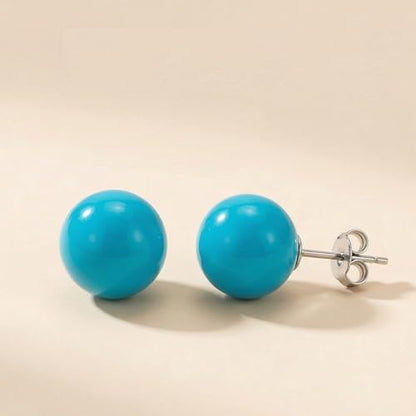 Pearl Stud Earrings Multicolor Shell Beads Pearl Hypoallergenic Stud Earrings Ocean Shell Pearl Jewelry - color: Blue
