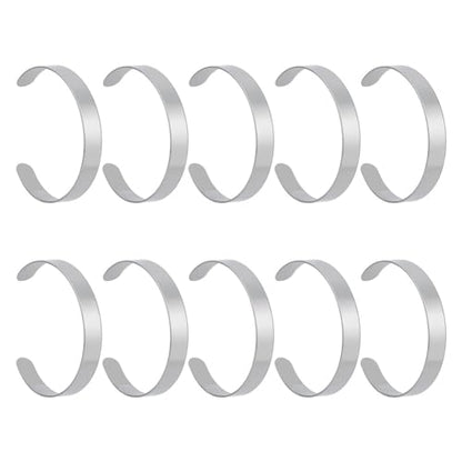 10 Pcs 304 Stainless Steel Blank Core Bracelets 0.39inch Width, Cuff Bangle Bracelet Blank Plain Bangles Grooved Cuff Bangles Armband Bangles for Women Men Decoration Jewelry Making