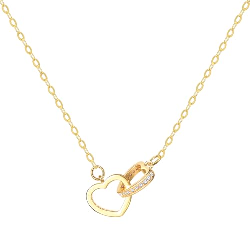 Starain Sunflower Necklaces for Women 14K Gold Plated Rotate Sunflower Pendant Necklace Cute Fun Necklaces 18 inch - color: H-Double Heart
