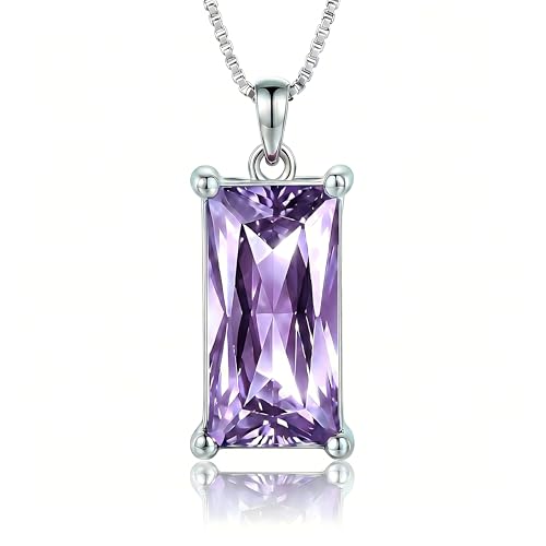 8mm x 16mm Square Birthstone Pendant Necklace – Fashion charming Sterling Silver Gift for women - color: June
