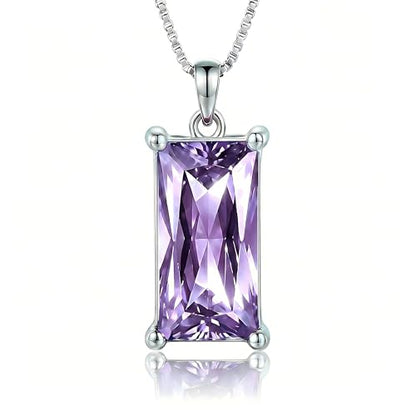 8mm x 16mm Square Birthstone Pendant Necklace – Fashion charming Sterling Silver Gift for women - color: June