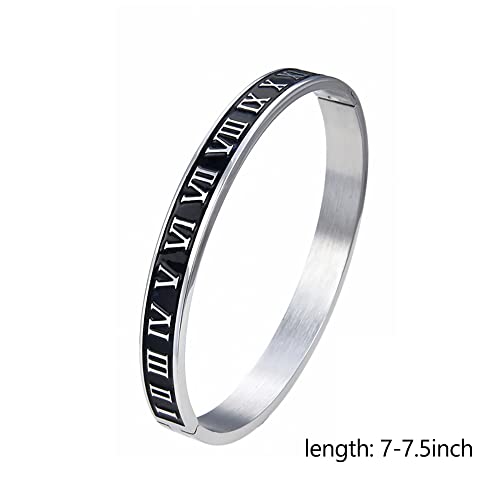 WFYOU 3PCS Stainless Steel Imperial Crown Bracelets for Men Gold Roman Numeral Bangle Bracelet Adjustable Cuff Bracelet Mens Luxury Jewelry Gifts - style: 02:Silver-Roman Numeral