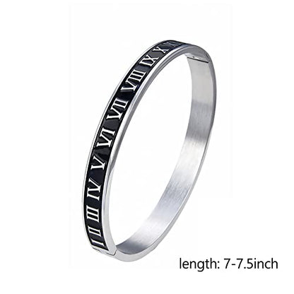 WFYOU 3PCS Stainless Steel Imperial Crown Bracelets for Men Gold Roman Numeral Bangle Bracelet Adjustable Cuff Bracelet Mens Luxury Jewelry Gifts - style: 02:Silver-Roman Numeral