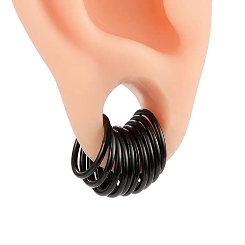 Casvort 10 PCS 16G Seamless Septum Nose Piercing Rings Segment Tragus Hoop Rings 316 Stainless Steel Helix Ring Stack Clickers Ear Plugs Hangers Women Body Jewelry - color: Black Classic, size: 1.2*6mm 10 PCS