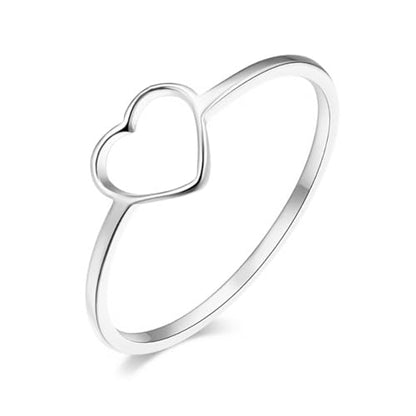 Love Plain Stacking Band Statement Wedding Promise Ring For Women | Stainless Steel, Cute Hollow Heart Design,Waterproof,Tarnish Resistant,Gift For Mother’s Day, Valentine’s Day, Christmas - color: Silver