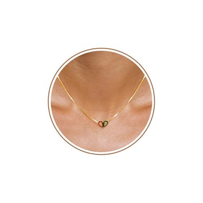 2026 Graduation Gifts Birthstone Necklace for Women Dainty Gold Necklace with 2 Birthstone Birthday Gift for Her Teen Girl Gift Trendy Stuff for Her Mom Daughter Girlfriend Friend Christmas Stocking Stuffers - color: 01-08 Jan & Aug, style: Heart