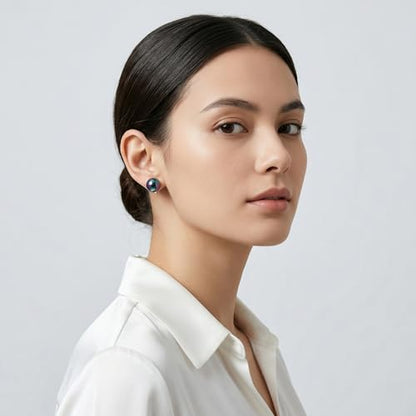 Pearl Stud Earrings Multicolor Shell Beads Pearl Hypoallergenic Stud Earrings Ocean Shell Pearl Jewelry - color: Black