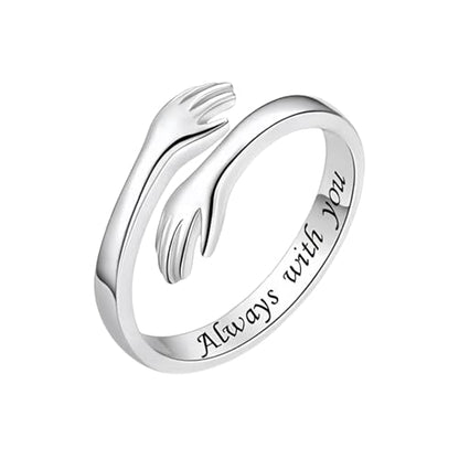 Granddaughter Daughter Hug Ring For Hope Rings, Stainless Steel Inspirational Jewelry Engraved Always With You Love You Forever Message Adjustable Non Tarnish Jewelry Birthday Gift Card - color: Always(Beautiful)