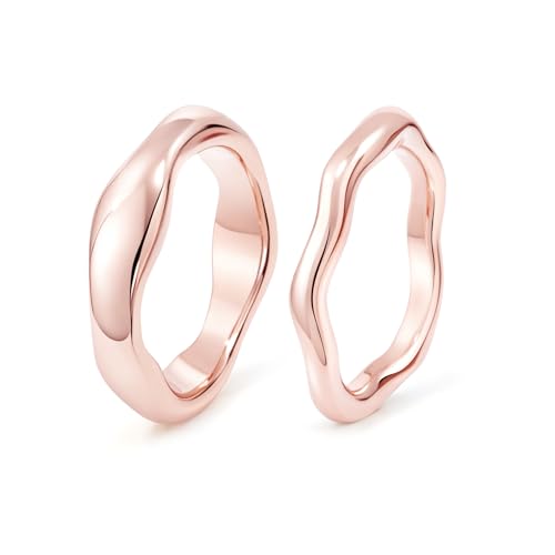 Gold Rings for Women Men Non Tarnish, Waterproof Chunky 14K Gold Plated Dainty Stackable Rings Trendy Statement Pinky Thumb Rings Engagement Eternity Wedding Band Ring Stacking Gold Jewelry Size 3 4 5 6 7 8 9 10 11 - color: Rose Gold, size: 4.5
