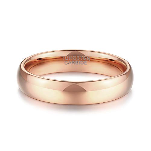 TRUMIUM 2mm 4mm 6mm 8mm Tungsten Wedding Band Ring for Men Women Silver/Rose Gold Plated/Rainbow/Gold Plated Domed High Polish Engagement Promise Rings Comfort Fit 4-15 - color: 4mm rose gold plated