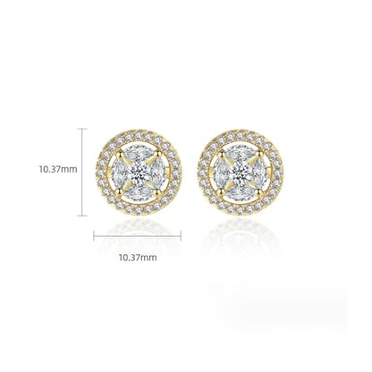 Gold Plated Geometric Style Sparkly Dainty Rectangle Teardrop Shaped AAAAA Australia Crystal with Cubic Zirconia Y Necklace Fashion Jewelry for Women & Teen Girls - color: Round Earrings Gold