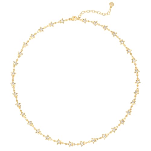 MTMY Beaded Necklaces for Women 14K Gold Plated Dainty Colorful Green/Rose Beaded Pearl Choker Necklace Delicate Boho Choker Necklace Jewelry Gift - style: Star chain