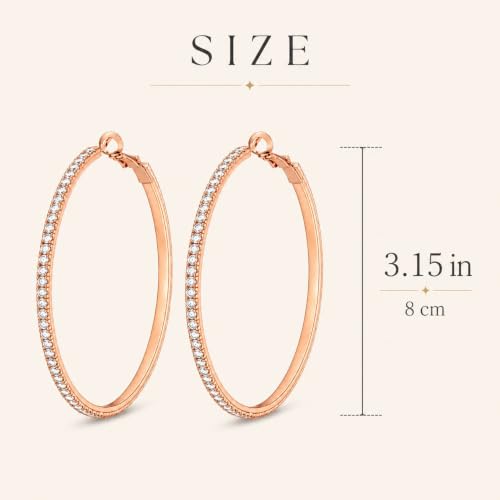 Big Chunky Gold Hoop Earrings for Women Beaded Large Statement Earrings Lightweight Fashion Jewelry Daily Wear Party Gift - color: D3:rose gold hoop 8cm