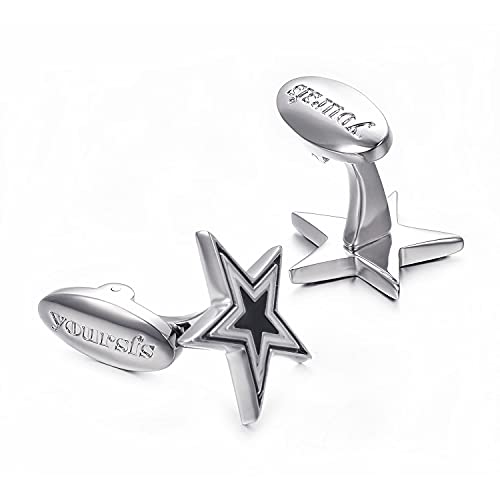Yoursfs Novelty Sunflower/Love Knot/Architect Cufflinks for Men Funny Stainless Steel Cufflinks Personalized Cuff links Wedding Gift Fashion Jewelry - style: Blue Five Star Cufflinks