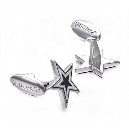 Yoursfs Novelty Sunflower/Love Knot/Architect Cufflinks for Men Funny Stainless Steel Cufflinks Personalized Cuff links Wedding Gift Fashion Jewelry - style: Blue Five Star Cufflinks