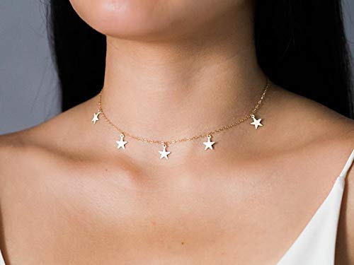 YANCHUN Layered Necklaces for Women Gold Necklace Stack Star Heart Choker Dainty Necklace Love Heart Chain Jewelry Gifts for Women - color: 1 Gold Star Necklace