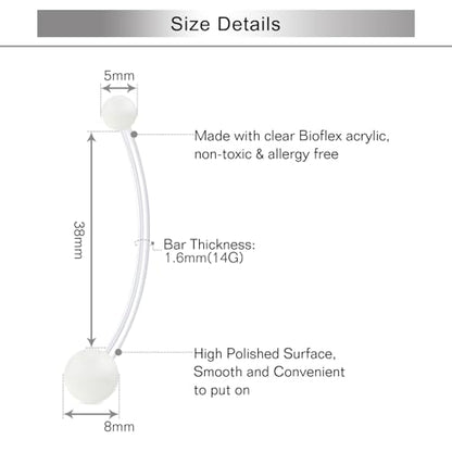 D.Bella 14G Pregnancy Belly Button Rings with Replacement Balls Flexible Bioplast Sport Maternity Belly Ring Retainer for Women Navel Piercing Retainer 1 1/2Inch (38mm) - color: Style B