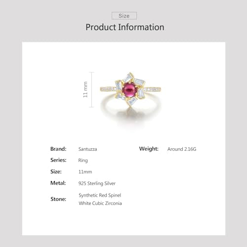 Santuzza Sterling Silver Gemstone Flower Ring for Women - color: [A]Orchid-Red