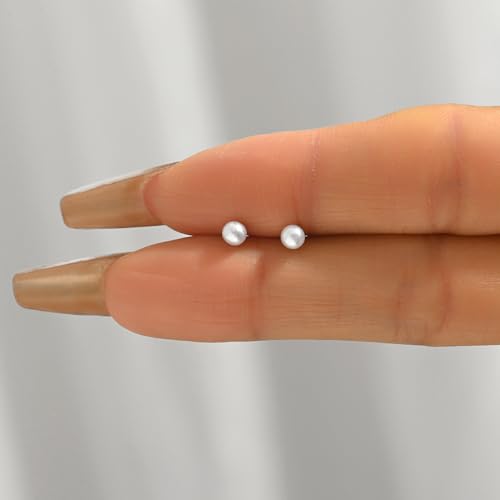 Pearl Stud Earrings for Women Gold/Silver Plated 3mm 4mm 5mm 6mm 8mm Pearl Earrings Dainty Hypoallergenic Earrings - color: Gold, size: 3 Millimeters