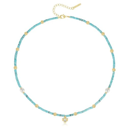KissYan Beaded Choker Necklace for Women, Colorful Natural Gemstones Pearl Choker 14K Gold Plated Pendant Healing Crystal Necklace Handmade Stone Jewelry Gift | 14K Gold Plated Pendant Necklaces, Natural Gemstones Pearl Choker, Healing Crystal Chain, Hand