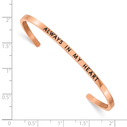 Chisel Always in My Heart Crystal Cuff Bangle in Rose-Tone Stainless Steel