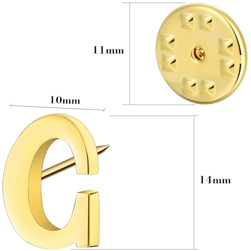 Initial Lapel Pin for Men Women, Brooch Pins for Men Suits, Metal Button Pins in 18K Gold and Silver Tone. - color: Gold-C