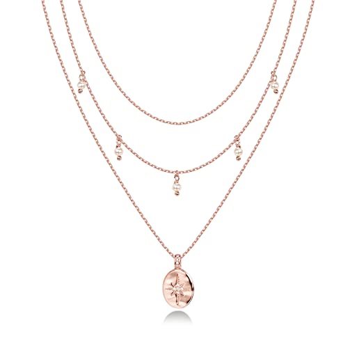 PAVOI 14K Gold Plated Layering Necklaces | Stylish Minimalist Design Pendant Necklaces | Bar, Circle, Lotus, Disc, Dog Tag, Horizontal Bar Pendants for Women - style: Pearl